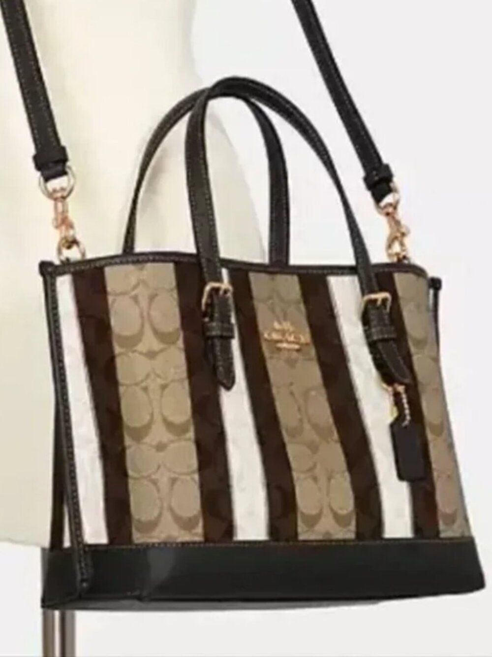 Coach Mollie Tote Bag 25 In Signature Jacquard With Stripes